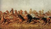 James Walker Roping wild horses France oil painting artist